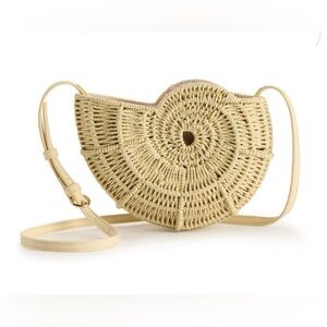 LC Lauren Conrad Shell Straw Woven Crossbody Bag